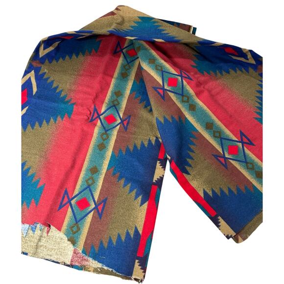 Woolrich Flannel Aztec Print Fabrice in Browns, Reds and Blues 54" W X 1 Yard - Picture 1 of 3